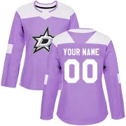 Purple Women's Custom Dallas Stars Authentic Fights Cancer Practice Jersey