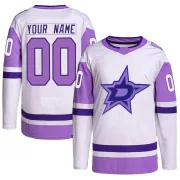 White/Purple Men's Custom Dallas Stars Authentic Hockey Fights Cancer Primegreen Jersey